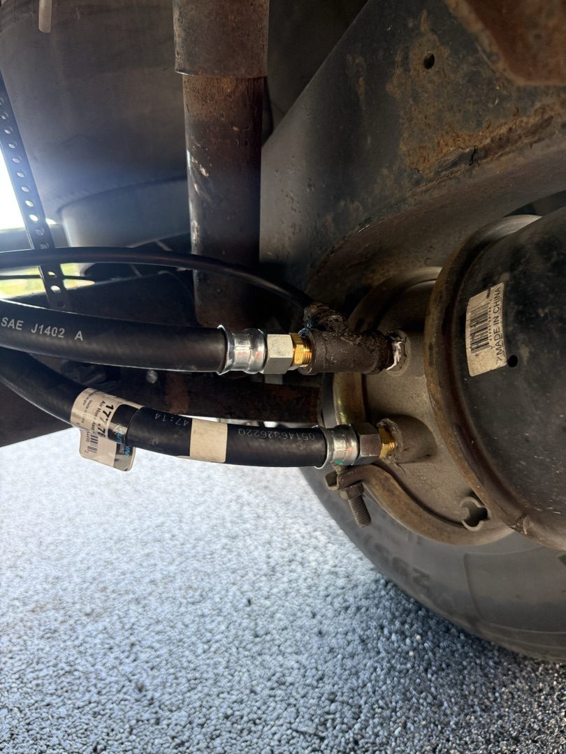 Repaired air line on trailer